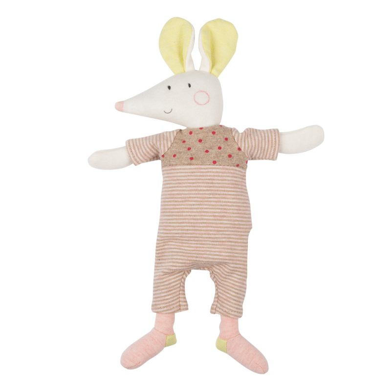  les petits dodos nine the mouse soft toy pink green 